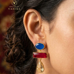 Three-Tier Stone Monalisa Earrings