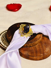 Gold Plated Brass Handcrafted Natural Stone Ring