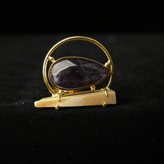 Gold Tone Amethyst & MOP Statement Ring