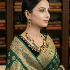 Peacock Motif Multicolor Stones Necklace Set