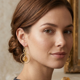 Gold Tone Natural Stone Citrine Drop Earrings
