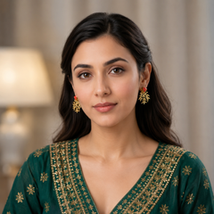 Coral Triangle & Gold Leaf Statement Earrings