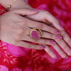 Monalisa Pink Stone Statement Ring