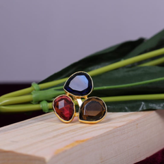 Monalisa Tri-Stone Statement Ring