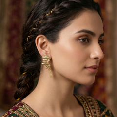 Golden Petal Statement Drop Earrings