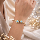 Natural Blue Amazonite Stone Handcuff Bracelet