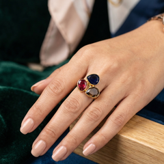 Monalisa Tri-Stone Statement Ring