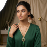 Emerald Glow Green Onyx Pearl Tassel Necklace