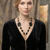 Black Onyx & Glass Gemstone Necktie Necklace