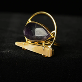 Gold Tone Amethyst & MOP Statement Ring