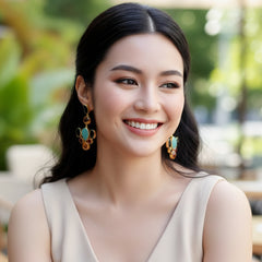 Multicolor Gold Plated Brass Stone Earrings