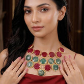 Emerald Radiance Gold-Plated Statement Necklace