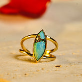 Gold Turquoise Stone Marquise Shape Ring