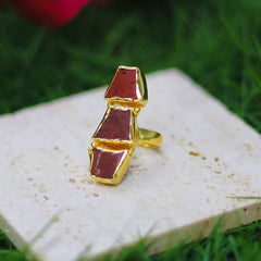 Gold Plated Brass Handcrafted Gemstone Ring