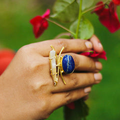 Handcrafted Lapis Lazuli & MOP Statement Ring