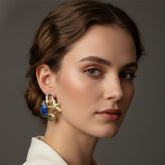Gold-Toned Lapis Lazuli Starfish Statement Earrings
