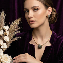 Raw Pyrite Statement Necklace Earrings Set