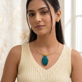 Green Lace Agate Gemstone Pendant Necklace