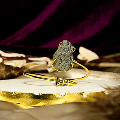 Gold Pyrite Adjustable Handcuff Bracelet