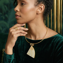 Elegant Mother of Pearl Statement Hasli Necklace