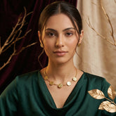 Minimalist Brass Hammered Necklace Earring Set