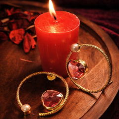 Pink Classic Crystal Pearl Heart Earrings