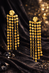 Classic Gold Tassel Statement Earrings