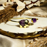 Gold Amethyst Stone Elephant Handcuff