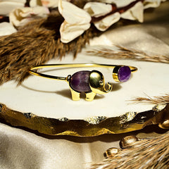 Gold Amethyst Stone Elephant Handcuff