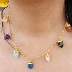 Blue Crystal Pendant Necklace Earrings Set