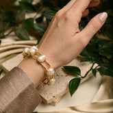 Baroque Pearl Gold Tone Handcuff Bracelet