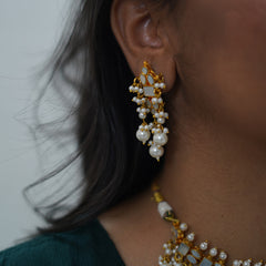 Regal Pearl Drop Necklace Set Earrings