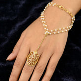 Pearl Golden Ring Bracelet Hathphool