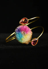 Rainbow Solar Agate Statement Handcuff Bracelet