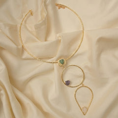 Gold Dangle Handcrafted 3 tier necklace