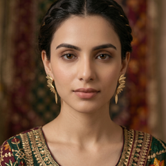 Golden Petal Statement Drop Earrings