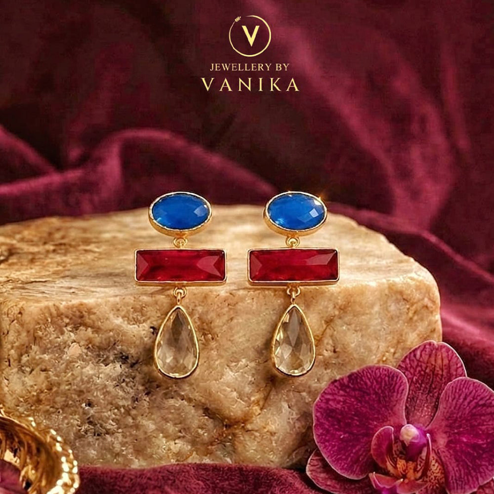 Three-Tier Stone Monalisa Earrings
