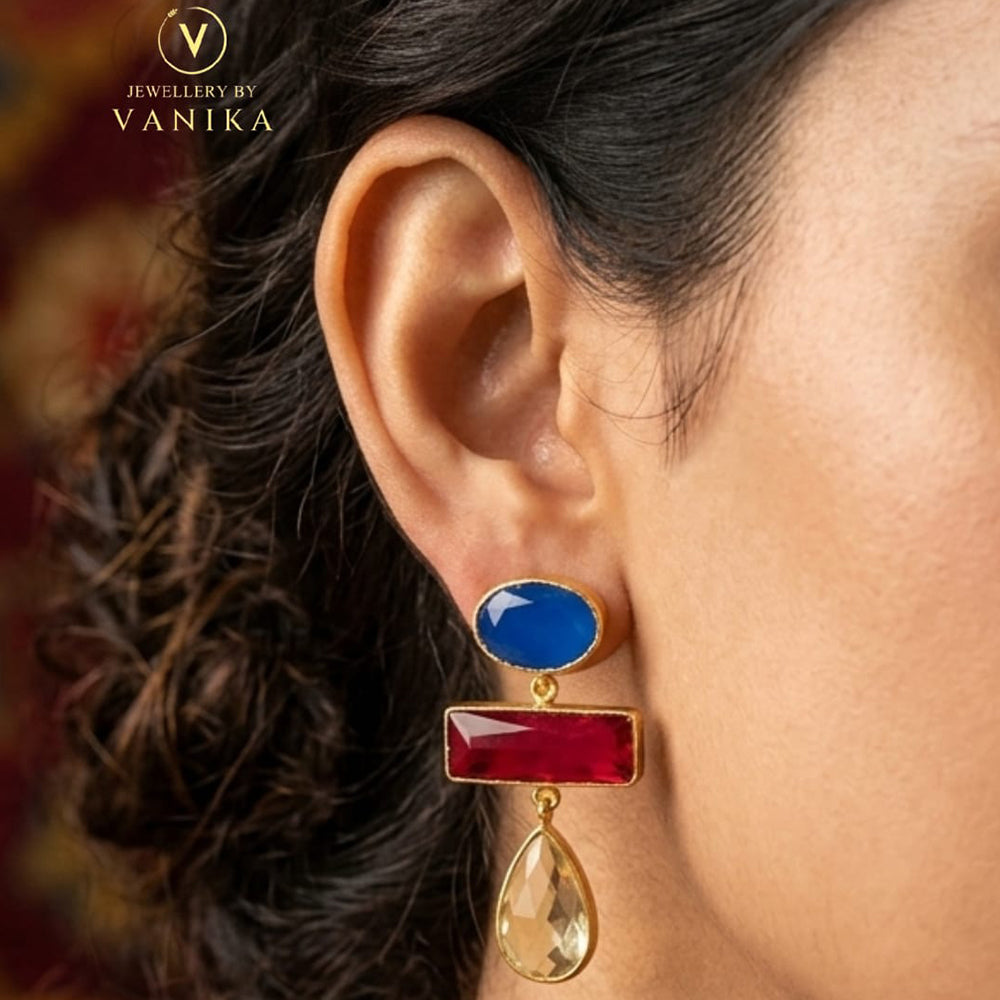Three-Tier Stone Monalisa Earrings