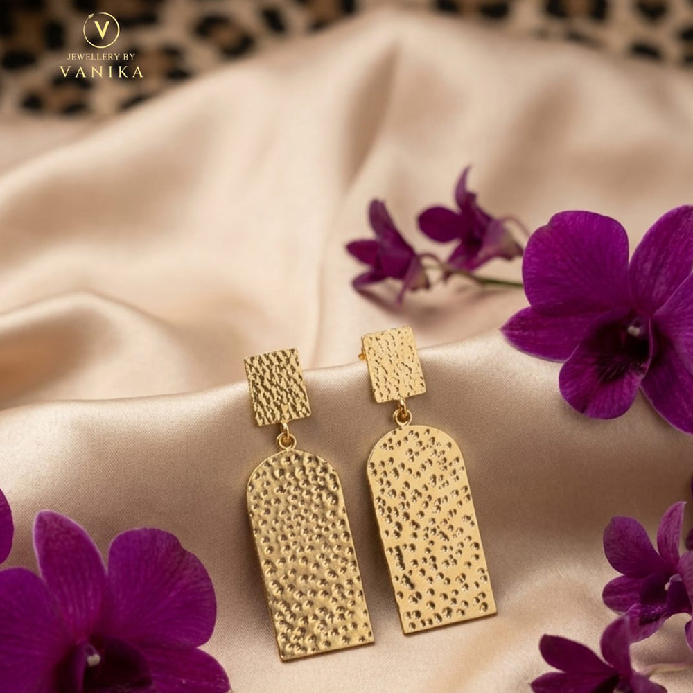 Hammered Rectangle Dangle Earrings