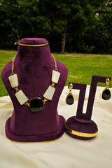 Black Onyx & MOP Gemstone Necklace Set