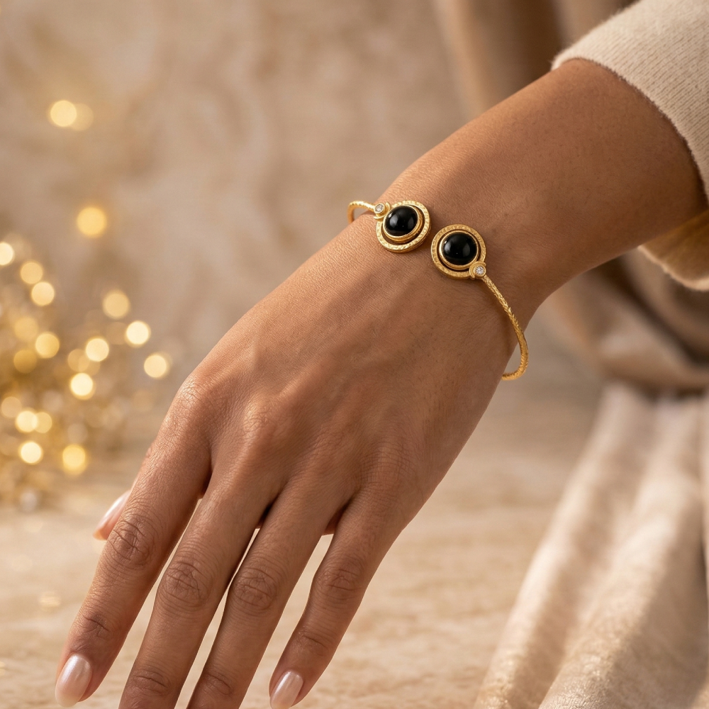 Black Gold Plated Minimalist Adjustable Cuff