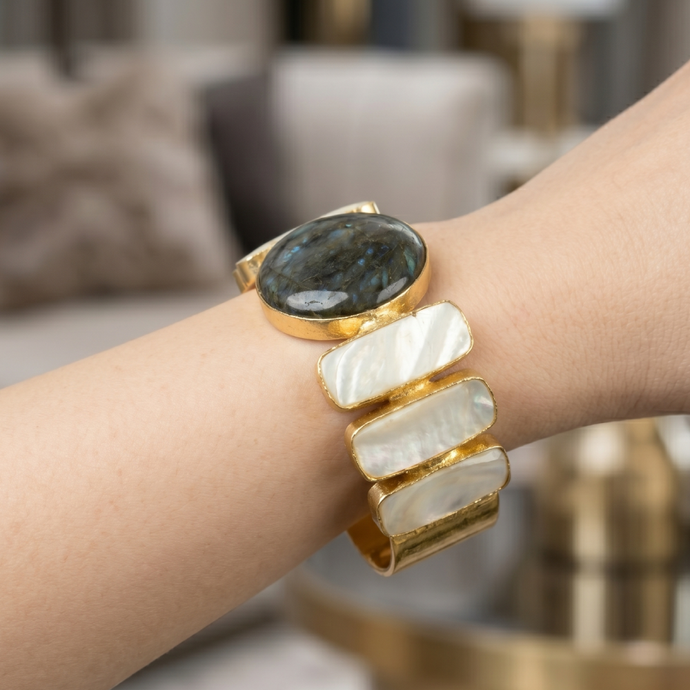 Mother of Pearl Luxe Gold-Tone Statement Cuff