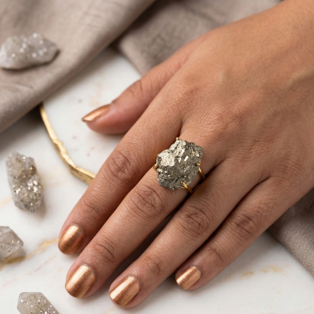Raw Pyrite Natural Stone Ring