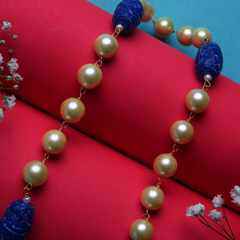 Beaded Mala Necklace with Pearl & Onyx Stones