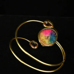 Rainbow Solar Agate Statement Handcuff Bracelet