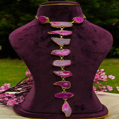 Shades of Pink Agate Stone Statement Necklace