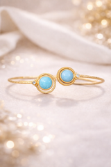 Natural Blue Amazonite Stone Handcuff Bracelet