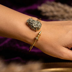 Gold Pyrite Adjustable Handcuff Bracelet