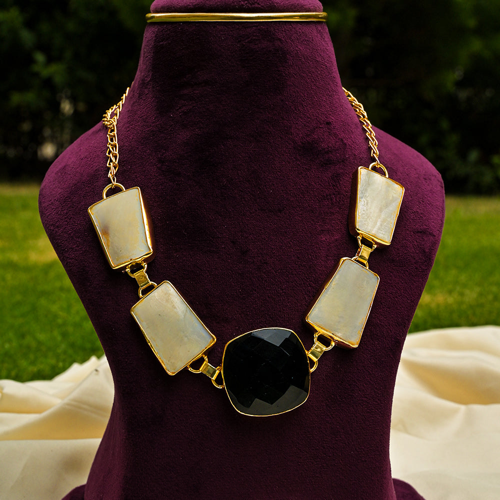 Black Onyx & MOP Gemstone Necklace Set