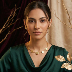 Minimalist Brass Hammered Necklace Earring Set
